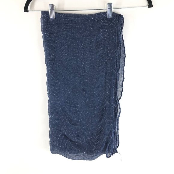 Cejon Womens Scarf Infinity Sheer Metallic Thin Knit Navy Blue 42x21 - Picture 1 of 3